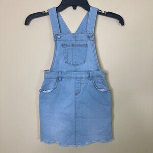 Old Navy Overall Skirt Girls 5T Light Wash Blue Denim Raw Hem